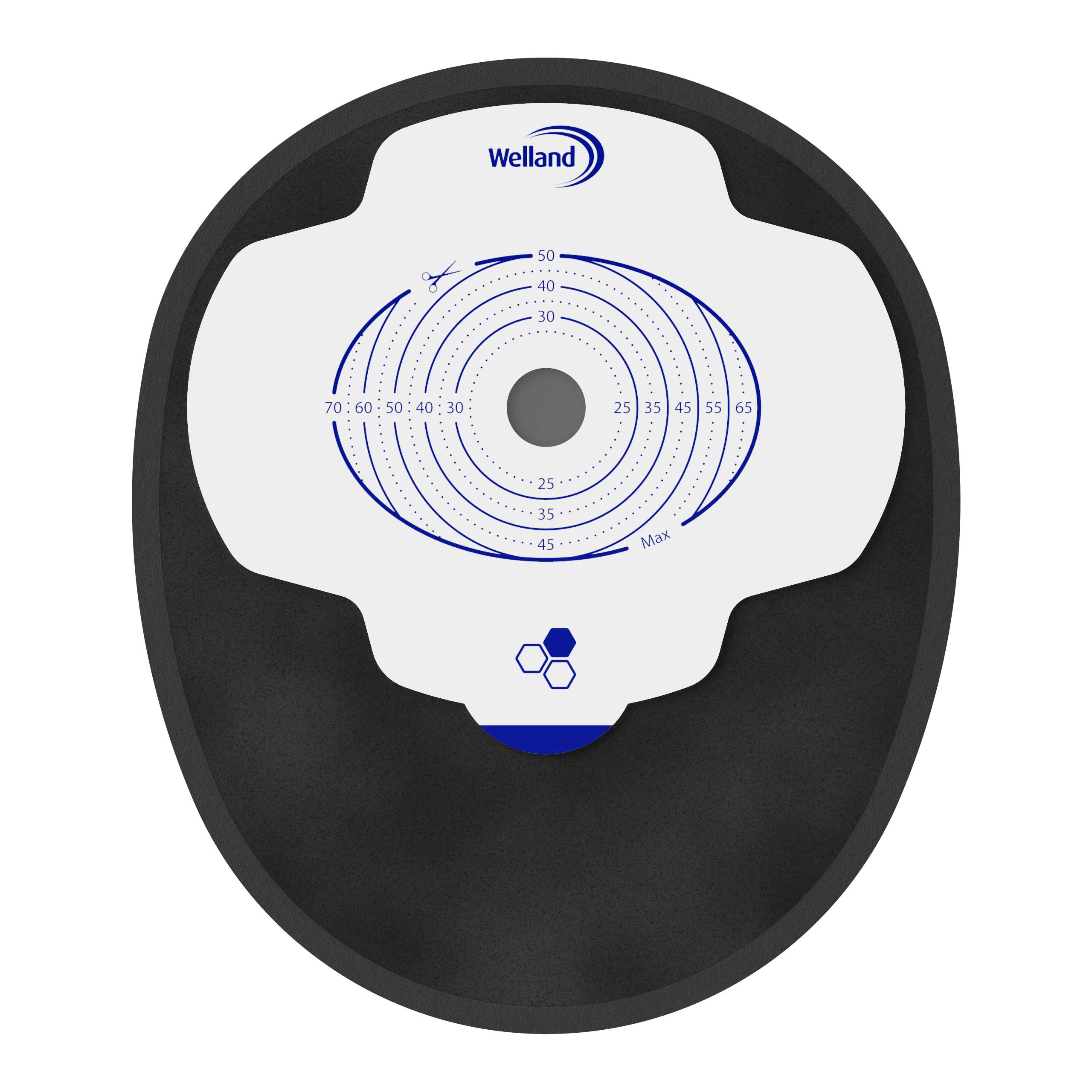 X1C1A11S | Welland Medical, Aurum Plus, One piece - Closed, mini pouch,Black,Starter hole 13mm (50mm x 70mm)