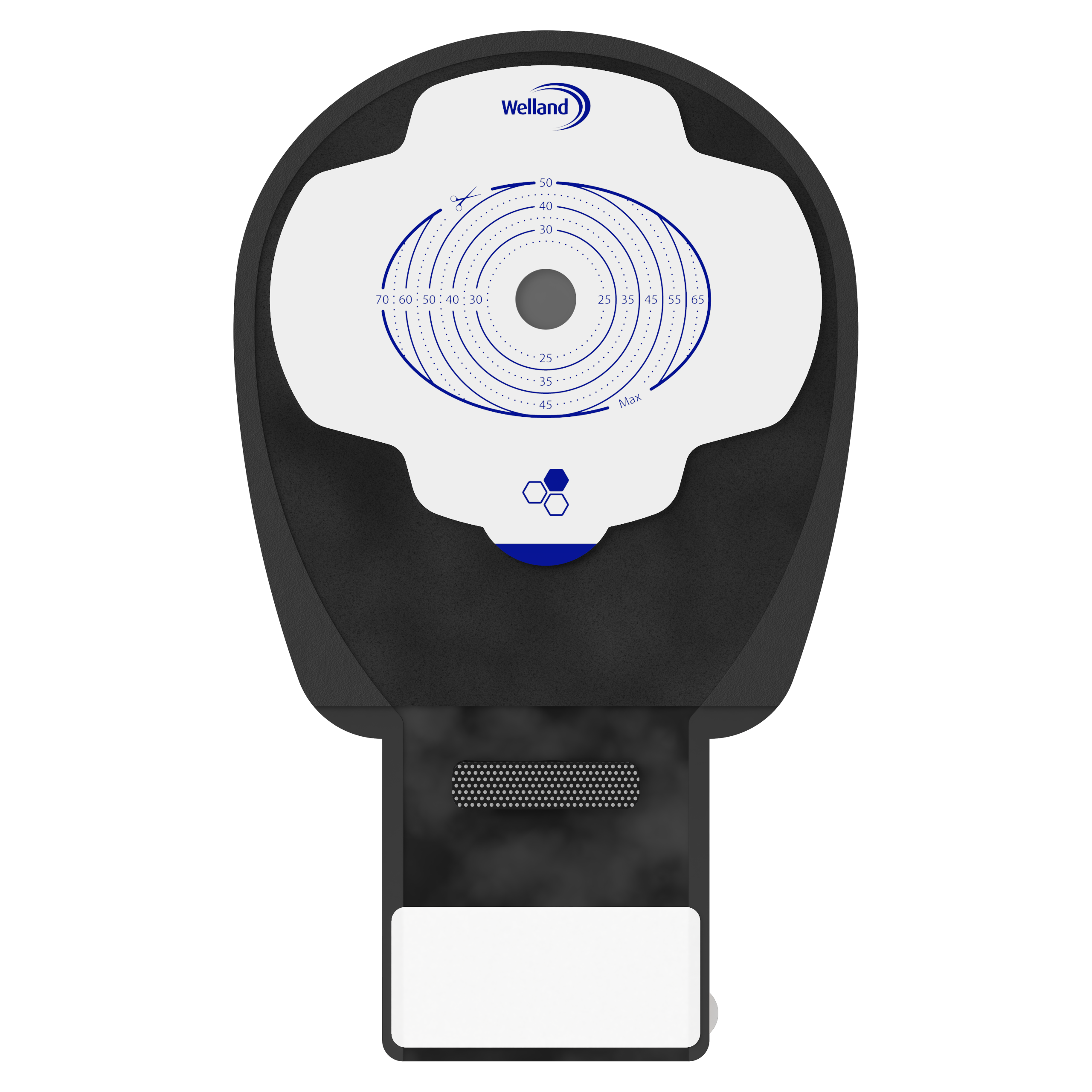 X1D1A11S | Welland Medical, Aurum Plus, One piece -Drainable, mini pouch, black, Starter hole 13mm (50mm x 70mm)