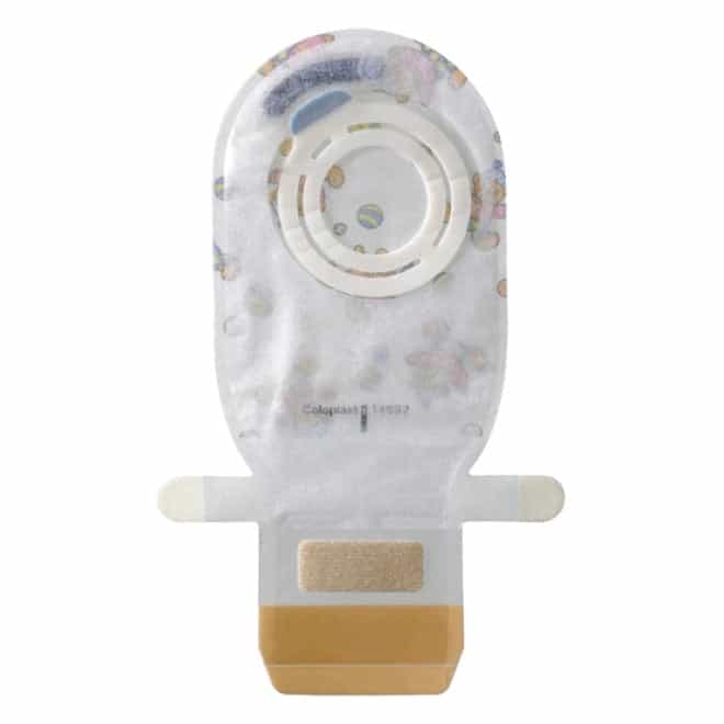 Assura Pediatric Drainable Pouch with Easiclose closure 30 mm - Opaque, Teddy Bear Design - 10/box - SKU #14692