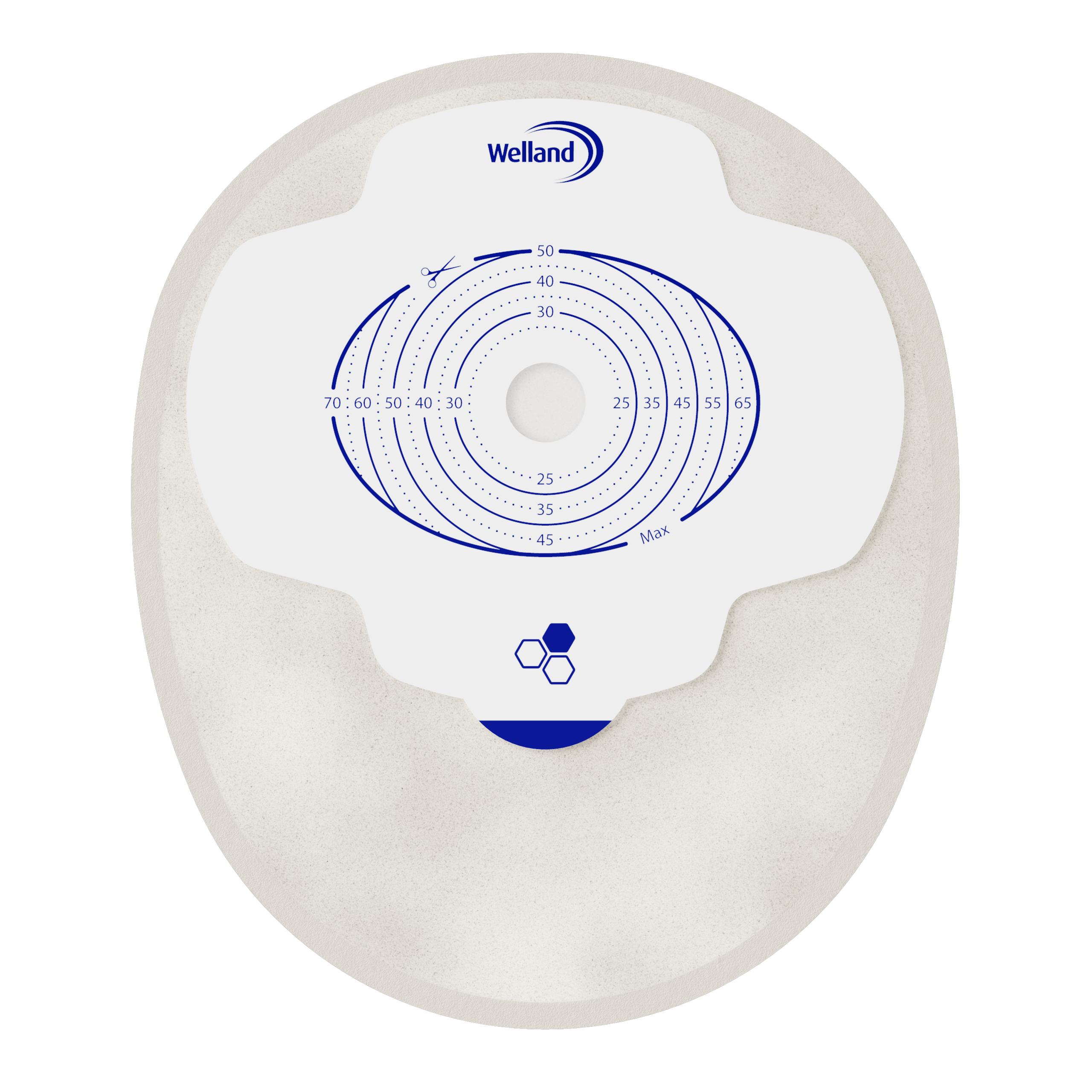 X1C1A21S | Welland Medical, Aurum Plus, One piece - Closed, mini pouch, sand,Starter hole 13mm (50mm x 70mm)