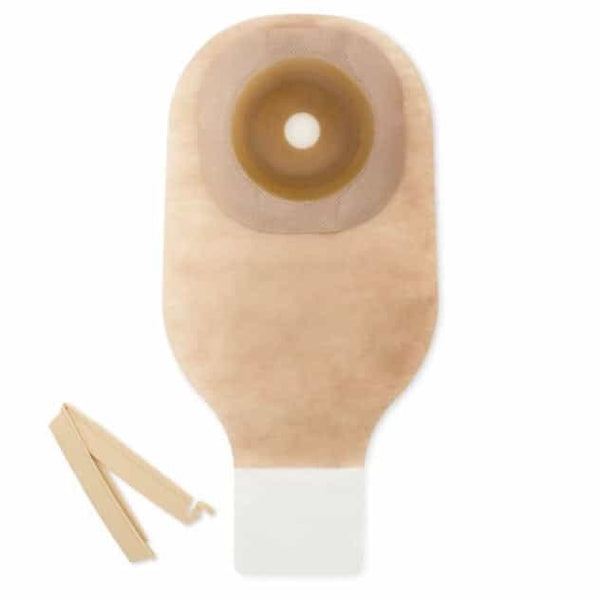 One-Piece Pouching System Beige with Flat Skin Barrier Flextend and Drainable Pouch Champ Closure - 51 mm and 9" - 10/box - SKU #8644