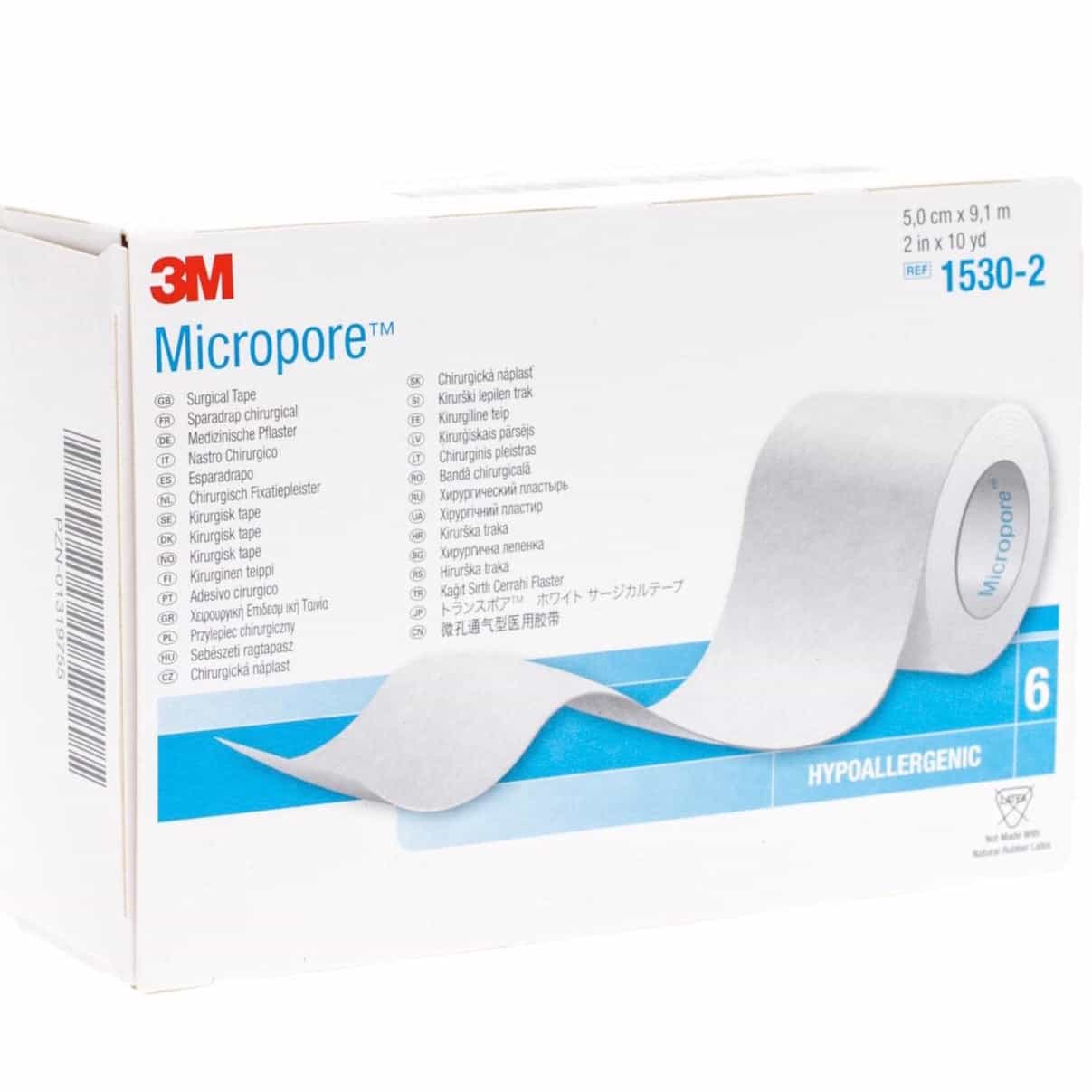 3M - 2'' Micropore adhesive tape - White - 6/box