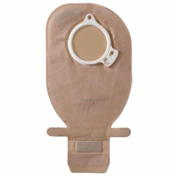 Assura® 13985 two-piece drainable ostomy pouch in opaque with EasiClose™ outlet, spiral adhesive, and convex options, offering a secure and comfortable fit.