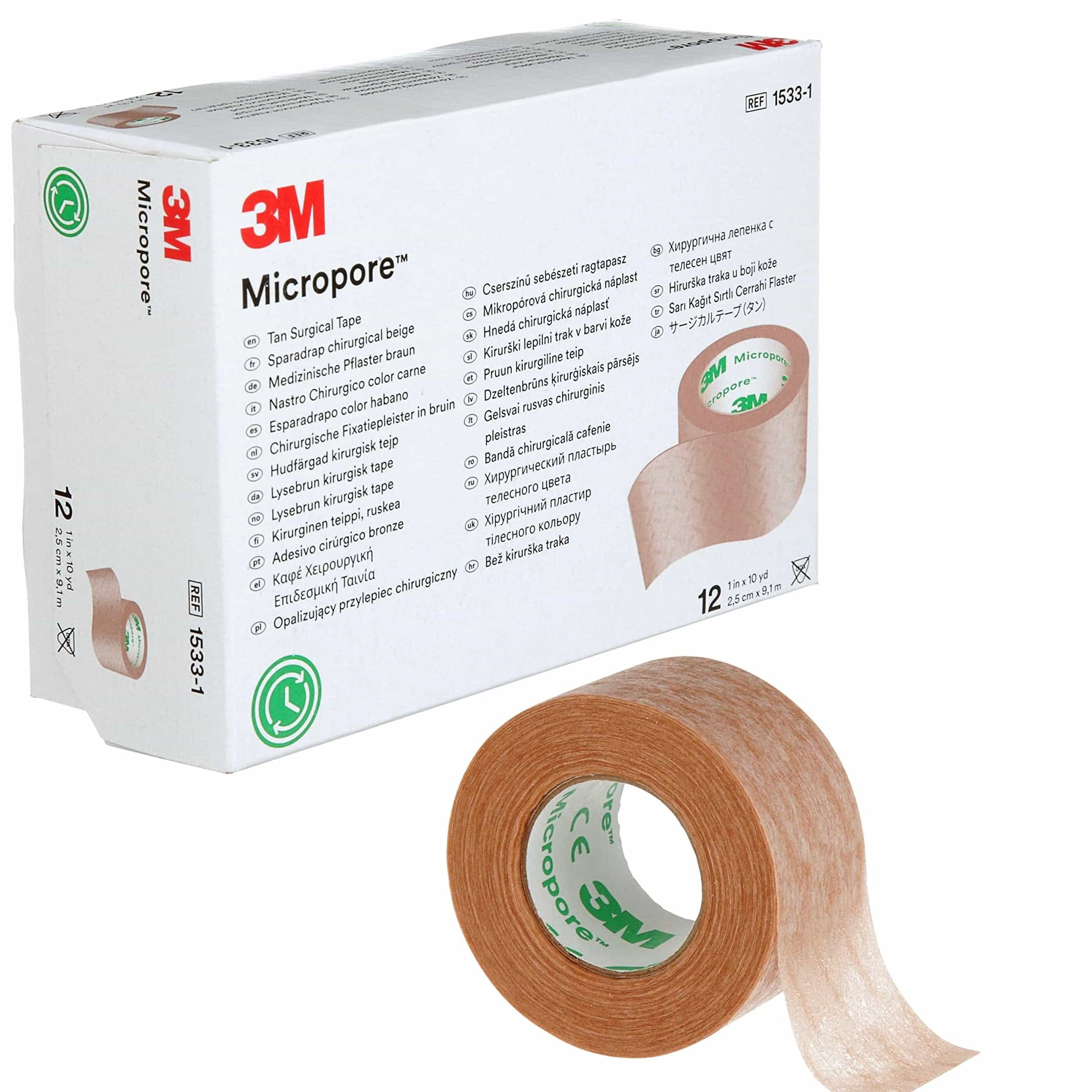 3M™ Micropore™ Medical Tape 1533-1, a hypoallergenic and breathable tape, ideal for securing dressings and devices on sensitive skin, available in Canada.
