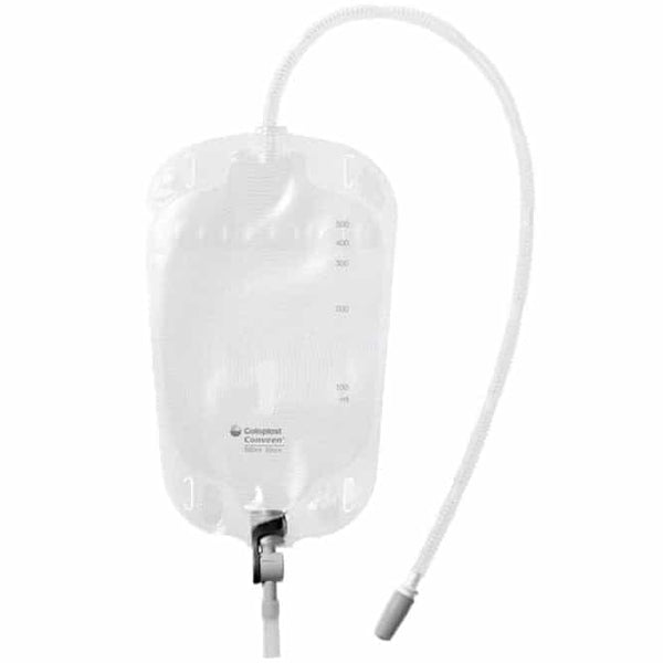 Conveen Security+ Leg Bag 500 ml (17 oz) - Lever tap outlet - Sterile - 1/box - SKU #21034