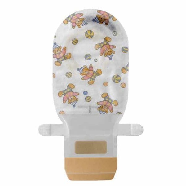 Assura Pediatric Drainable Pouch with Easiclose closure 20 mm - Opaque, Teddy bear design - 10/box - SKU #14691