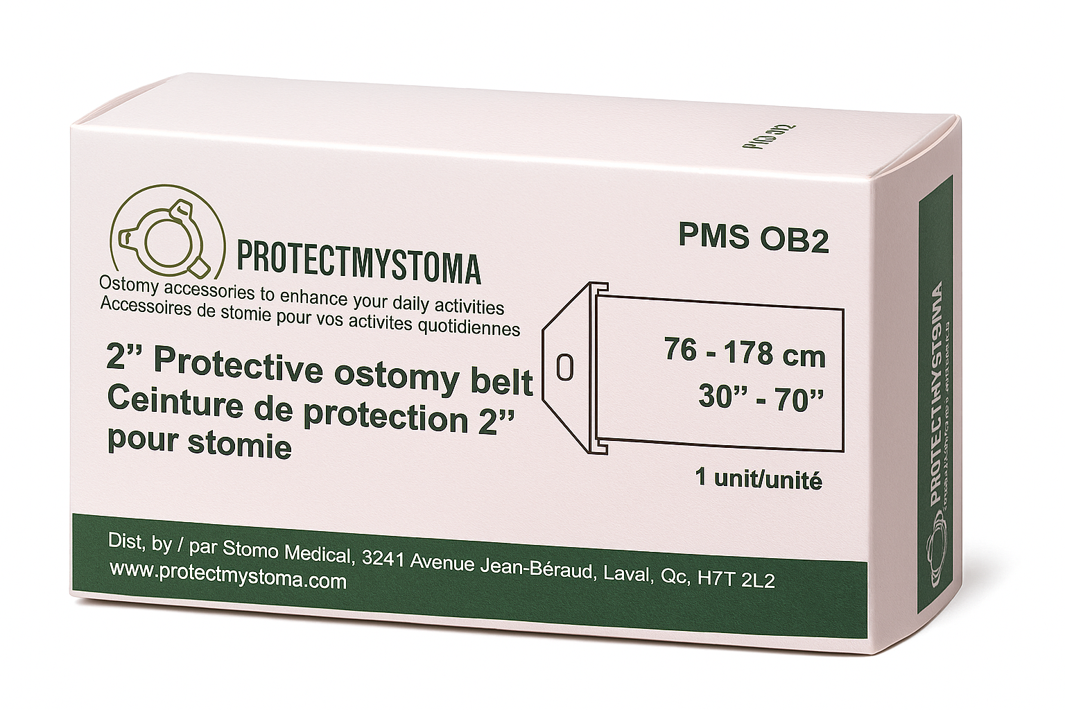 Protectmystoma - 2'' ostomy belt - 30'' to 70''