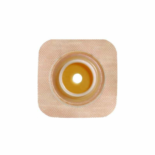 SQU 125265 Natura Stomahesive Skin Barrier with audible coupling ring, designed for secure and gentle ostomy care in Canada.