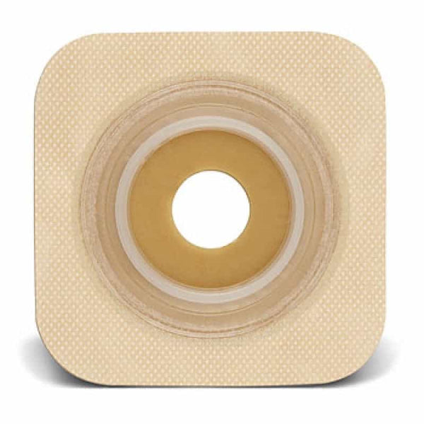 SQU 125269 Natura® Flexible Stomahesive® Skin Barrier in tan, pre-cut with audible coupling for secure ostomy management, available in Canada.