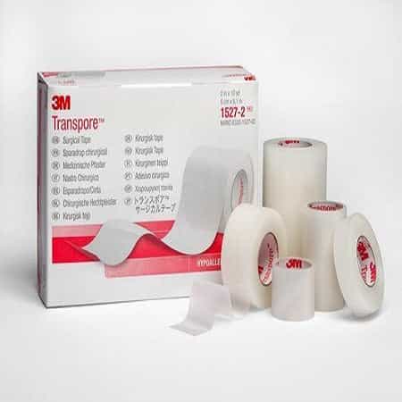 3M™ Transpore™ Surgical Tape 1527-2, transparent and hypoallergenic tape, providing secure adhesion for medical devices and dressings, available in Canada.